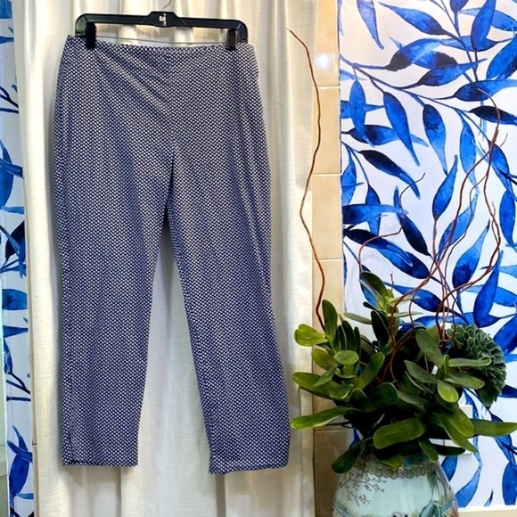 Talbots Pants - Talbots Nautical Print Heritage Fit Navy & White Sailboat Cotton & Spandex Pants